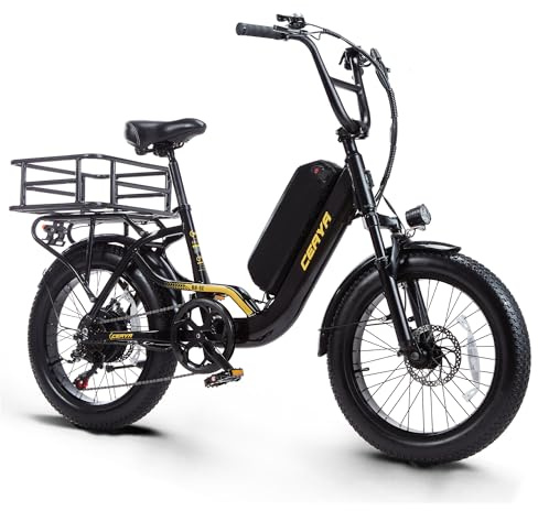 CEAYA Ebike Herren Damen Elektrofahrrad 20 Zoll Fat E Bike Pedelec R8SE 7 Gang Elektro City Fahrräder mit Akku 15Ah, 3.0 Fat Tires,Vordere Aufhängung