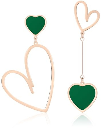 Linawe Herz Ohrringe - Edelstahl Hängeohrringe für Damen in Gold, Silber und Rosegold - Lover Design
