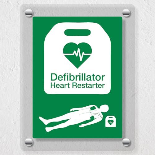 V Safety Defibrillator Heart Restarter – RESUS Council & BHF Approved – 300 x 400 mm – Acryl-Plexiglas gegossenes klares Sicherheitsschild