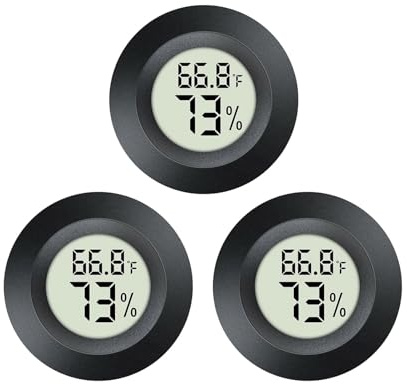 3pcs Mini Hygrometer Thermometer Indoor Outdoor Round Humidity Meter | 3D Printer Temperature Gauge Humidity Sensor Fahrenheit Switchable Celsius Monitor for Reptile Jars
