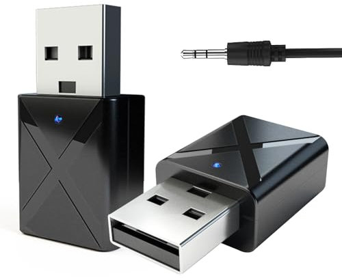 USB Ricevitore Bluetooth Trasmettitore per TV Adattatore Chiavetta BT5.0 con 3.5mm AUX per PC/Cuffie/Altoparlanti/Autoradio/Stereo
