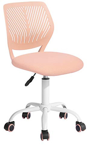 FurnitureR Sedia da scrivania colorata, design moderno regolabile, sedia per computer, sedia girevole senza braccio, cameretta dei bambini, casa ufficio task chair, pesca rosa M
