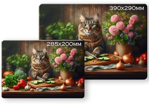 Noble & Page - Tagliere in vetro temperato - Tagliere strutturato 285x200mm - Tabby Kitchen Cat