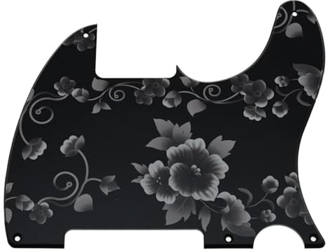 Pickguard Scratch Plate 5-Loch-Schlagbrett aus 3D-gedrucktem Kunststoff für TL-Rohling mit Schrauben für verschiedene Farben(Flower Pattern)