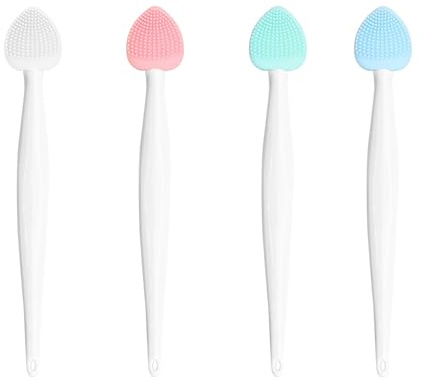 4 Stück Silikon-Lippenpeeling-Bürste, doppelseitiges Lippenpeeling für Damen und Herren, Lippenreinigungswerkzeug zur Entfernung abgestorbener Haut, Mini-Lippenschrubber für glattere Lippen, Rosa,