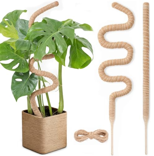 2 st med 120 cm (47 tum) böjbar mossstång för växter, trädgård salvia Monstera ostväxter mossstång kit, handgjorda insatser för inomhus och klätterväxter