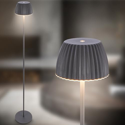 BRILONER - Riffle LED Lampadaire sans fil IP44 avec avec contrôle tactile, 19x124 cm, dimmable, fonction mémoire, lampadaire sur pied salon rechargeable, German Design Award Winner, anthracite