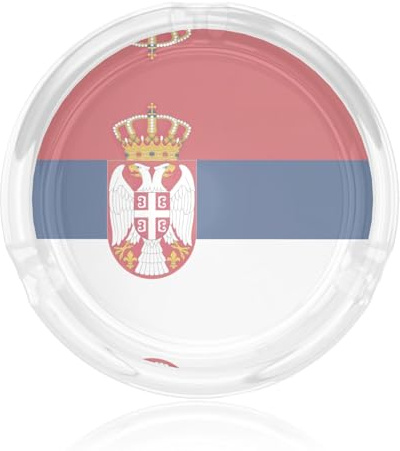 Cendriers ronds en verre Drapeau de la Serbie pour cigarettes pour la maison, le bureau, la décoration de terrasse, jolis supports de cendres