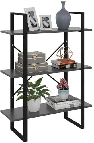 Fasba Bücherregal, Standregal, Aktenregal, Wandregal, Raumteiler, Regal, Raumtrenner, Büroregal, Mehrzweckregal, Grau 80x30x105 cm Holzwerkstoff