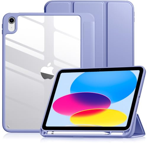Vobafe Hülle für iPad (A16) 11. 11 Zoll 2025/10 Gen 10.9 2022, Lavendel | Hart PC Transparent Cover Rückseite Schutzhülle, iPad Hülle mit Stifthalter, Unterstützt Touch ID, Auto Schlafen/Wachen