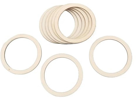 Lot de 20 tranches de bois pour travaux manuels, 5 x 5 x 0,25 cm, anneaux plats en bois brut lisse, cercles, pendentifs