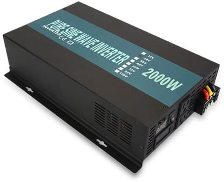 OGJFD Power Inverter 2KW Pure Sine Wave Solar Inverter Backup Power Battery Solar Panel Wind Generator 12V/24V/48V DC To 120V/220V/240V AC Converter Car Charger Inverter(12V,240V)