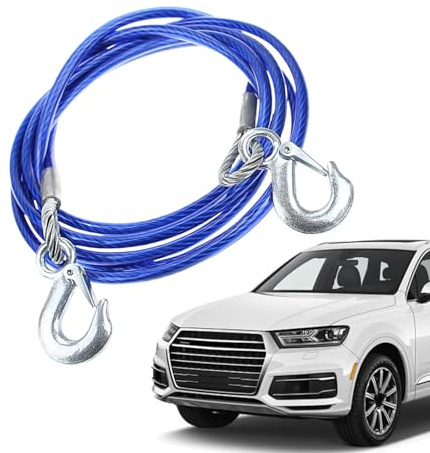 Abschleppseil aus Metall aus Stahl – Abschleppseil für Fahrzeuge im schweren Betrieb mit Haken | Verschleißfestes Auto-Wiederherstellungsband für Outdoor-Aktivitäten, Reisen