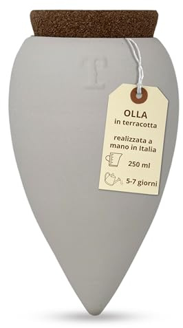 Toocook Olla in Terracotta Bianca per Irrigazione Automatica – Autonomia fino a 15 Giorni – A Lento Rilascio Per Piante Grasse a basso fabbisogno idrico da Interno ed Esterno – 250 ml (Bianco)