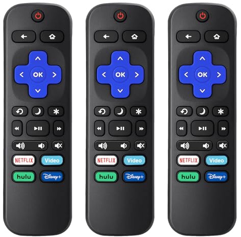 Lot de 3 télécommandes universelles pour toutes les télécommandes Roku-TV, remplacement pour toutes les télécommandes TV Onn-Hisense-TCL-Westinghouse-Sharp-Philips-Element Roku