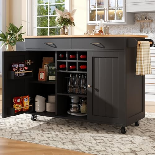 boorbin Moderna isla de cocina (102 × 45 × 92 cm), armario de cocina, armario buffet, carro comedor con vetas de madera, armario buffet, mesa de comedor multifuncional con espacio de almacenamiento
