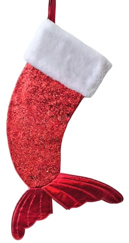 Kirain Weihnachtsstrumpf aus Samt, Schneeflocke, 47 cm, Plüsch-Weihnachtsstrümpfe, rote Weihnachtsstrümpfe, hängende Socke, Süßigkeiten, Geschenktüten für Familie, Weihnachten, (Red D)