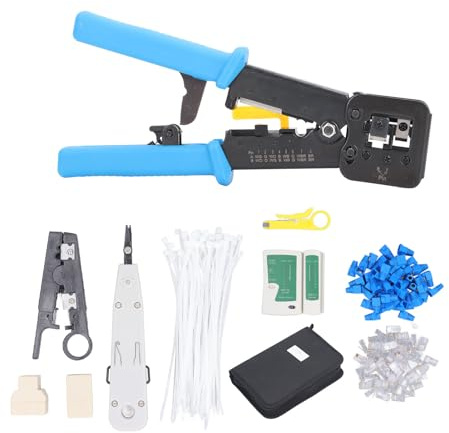 Crimpatrice RJ45 professionale, pinza in acciaio per cavi Ethernet CAT6 / CAT7 - Precisione e durata per installazioni di rete affidabili