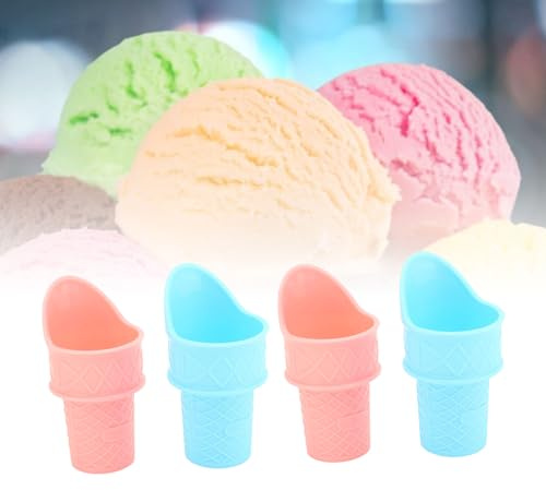 generic 4-Pack Reusable Ice Cream Cone Holders, PP Scoop Stand for Ice Cream, Frozening Yogurt & Sorbet, Dishwasher Safe Pastel Color Cones