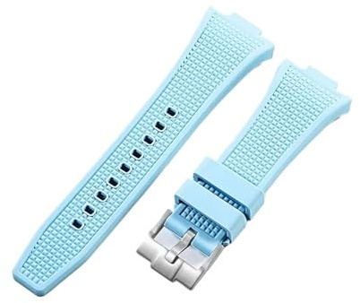 PNESHGTT Kompatibelt med Tissot PRX klockarmband Super Player T137.407-410 gummi, silikon, icke-askfärgat klockarmband 26-12 mm klocktillbehör(Light blue Silver)