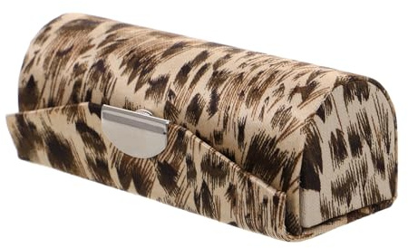 SEWACC Boîte de Rangement pour Rouge à Lèvres Motif Léopard en Tissu Soie avec Miroir, Étui Élégant et Protecteur pour Femme, pour Voyage et Paquet à Main