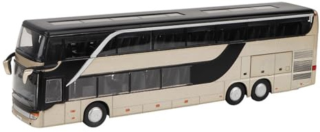 Thonlai 1:32 Legerad Dubbeldäckare Bussleksak, Tillbakadragningsfunktion med LED-ljus och Musik, Högsimulering för Barn, Barn, Födelsedagspresent (Guld)