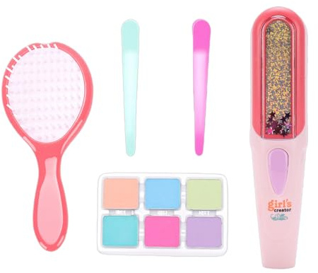 ZJchao Kit per Timbri in Gesso per Capelli, Gesso Temporaneo per Capelli per Ragazze, 6 Colori Vivaci, Lavabili, Blu, Verde, Arancione, Blu Lago, Viola, Rosso, con Timbro per Gemme