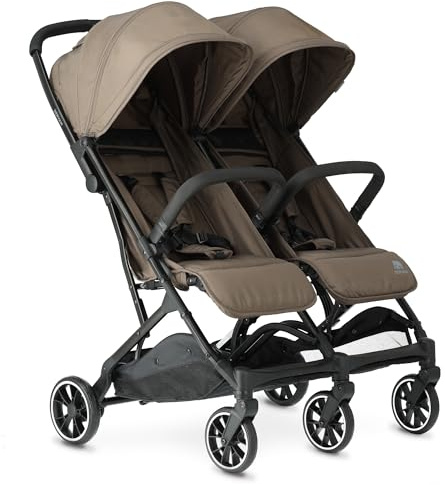 Deryan Rolo X2 barnvagn buggy 2 i 1 – liten hopfällbar – födsel upp till 4 år – babyvagn per säte kan belastas upp till 22 kg – hopfällbar barnvagn – kompakt och vikbar – hassel