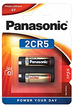 Panasonic Batteries Pile Ronde au Lithium Panasonic 2CR5-5L/1BP Longue durée, Parfaite pour Les alarmes Incendie et Les appareils Photo et vidéo (6 V, Pack de 1)
