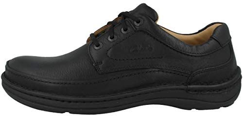 Clarks Herren Nature Three Derby, Schwarzes Leder, 46 EU