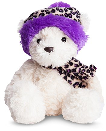 Aurora World 73882 - Wina Bär mit Mütze in rosanem Leopardmuster, 23 cm, cremefarben