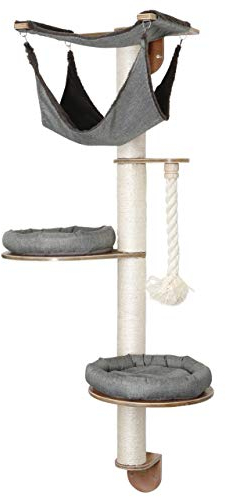 Kerbl Pet Wandkratzbaum Dolomit 2.0 Tofana, Katzenbaum, grau, 160cm, Holz, Sisal, Katzen, abnehmbares und gepolstertes Kissen