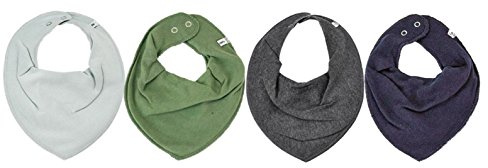 Pippi * 4er Set Baby Dreieckstuch Halstuch Lätzchen 4 Stück * verschiedene Farbkombinationen (metal mint,olivgrün,dark grey melange, navy)