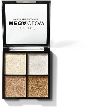 Technic Mega Glow Highlighter Palette - 4 Highly Pigmented, Long Lasting Shimmer Powders That Blend Beautifully To Highlight and Enhance Makeup On All Skin Tones - 10g