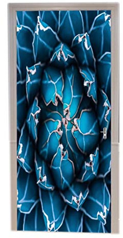 A.Monamour Türtapeten Selbstklebend 3D Agaven Kaktus Abstrakte Natur Muster Dunkelblau Getönten Hintergrund Türtapete Türposter Tapete 77x200cm