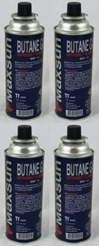 RHP 4x 227g Butan Gaskartuschen mit Ventil für Grill, Lötlampe, Campingkocher, Gasheizung, Gaskocher, Lötbrenner, Lötmeister, Bajonett-Ventilkartusche, Butangas, MSF-1a