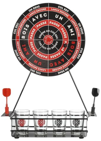 Jeu à Boire Cible & 4 Fléchettes 35cm Noir