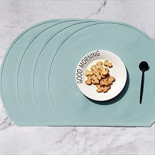 LONGFITE Dicke Tischsets Silikon Tischsets für Kinder Rutschfeste Tischsets, 4er Pack (Minzgrün)