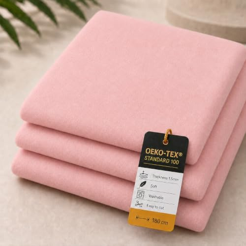 StoffBook rosa Bastelfilz Rolle 2mm Dick, Filzstoff zum Nähen & Basteln, universeller Filz für Taschen, Dekoration, Auto-Innenverkleidung, Bastelvlies, 180cm breit Meterware ab 50cm Stoff, e214