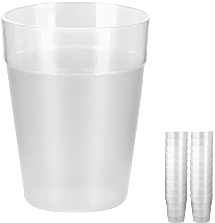 Grizzly Mehrweg Trinkbecher Set I 20er Set transparente Trinkbecher 0,25 L I Kunststoff I Stapelbar I Spülmaschinenfeste Kunststoffbecher