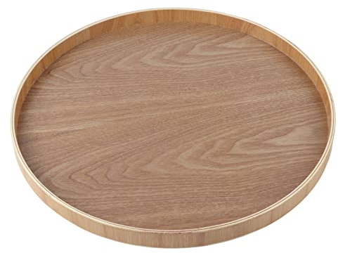 Serviertabletts aus Holz, Rund Tablett Holztablett Vintage Serviertablett für Frühstück Tee Couchtisch Dekoratives Tablett für Früchte Süßigkeiten Lebensmittel Home Decoration(37,5cm)
