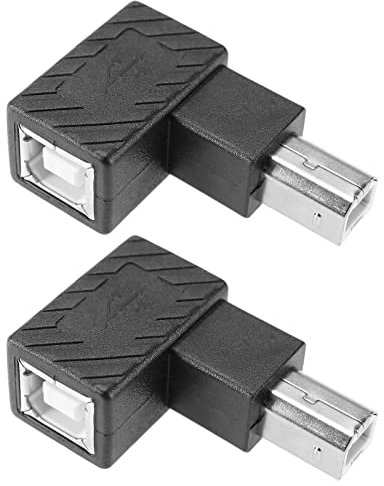 Create idea 2 adattatori USB 2.0 di tipo B per stampante a 90 gradi da maschio a femmina, 480 Mbps, velocità di trasferimento dati per scanner stampante (angolo sinistro e angolo retto)