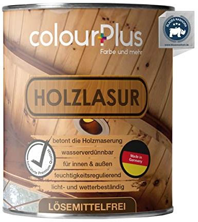colourPlus® Holzlasur lösemittelfrei (750ml, Weiß) seidenglänzende Holzlasur Außen- Holz Grundierung - Holz Lasur - Holzlasur Aussen - Made in Germany