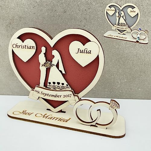 HOKULIGHT Personalisierte Geldgeschenke zur Hochzeit Herz aus Holz, Hochzeitsgeldgeschenke, Geschenke mit Herz