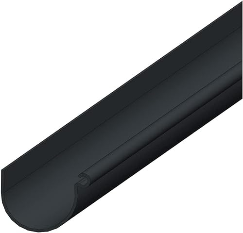 4Home&Garden | Einzelteile Dachrinnensystem 60 mm Typ250 Fallrohr DN 60 | Halbrundrinne Kunststoff PVC Anthrazit | Verbinder Stutzen Rinnenhalter (Dachrinne 100 cm)