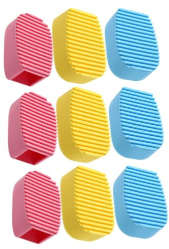 Gatuida 9pièces Brosse à Laver Silicone Couleur Bonbon Mini Planche à Laver Manuelle Pratique pour Nettoyer Vêtements Chaussures Carrelages Rose Bleu Jaune