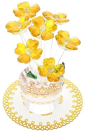 Cabilock Kreative Kristallblumen Dekoration für Schreibtisch Gelb