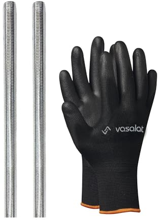 vasalat Gewindestange M14 1000mm verzinkt Set, Festigkeitsklasse 8.8 - Gewindestab mit Außengewinde DIN 976 - hochwertige Metallstange mit Gewinde - 2 Stück