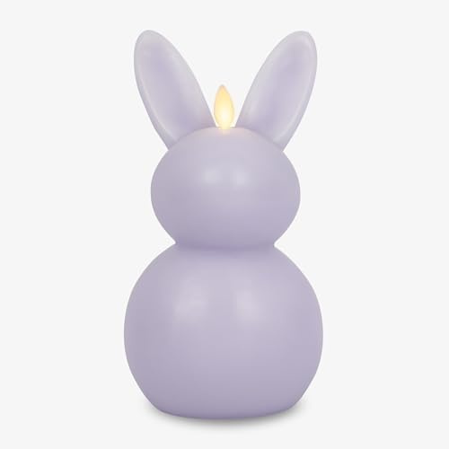 Luminara Easter Bunny Candle- Gentle Lavender 4.8 x 8- Flameless Real-Flame Holiday-Inspired Decor- AA Batteries- Flickering LED Flame