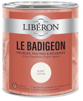 Libéron Le Badigeon Meubles, poutres et boiseries, Blanc Coton 0,75L | A base d'ingrédients d'origine végétale, Décore en conservant le veinage du bois, Résist à l'eau et aux taches